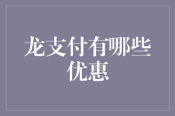 龙支付有哪些优惠