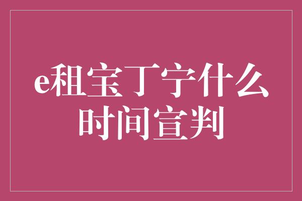 e租宝丁宁什么时间宣判