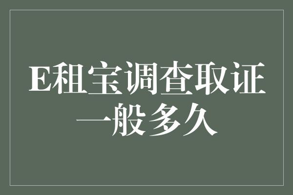 E租宝调查取证一般多久