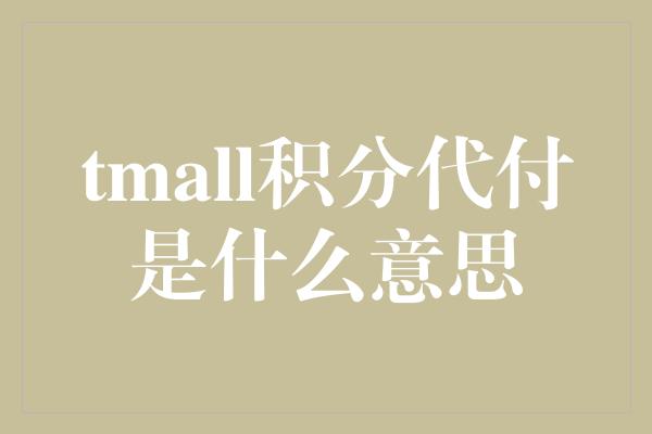 tmall积分代付是什么意思