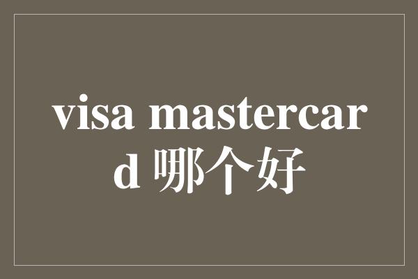 visa mastercard 哪个好