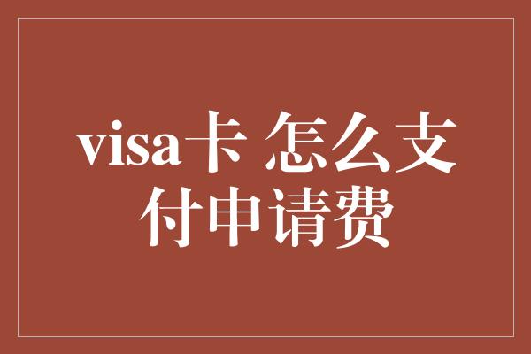 visa卡 怎么支付申请费