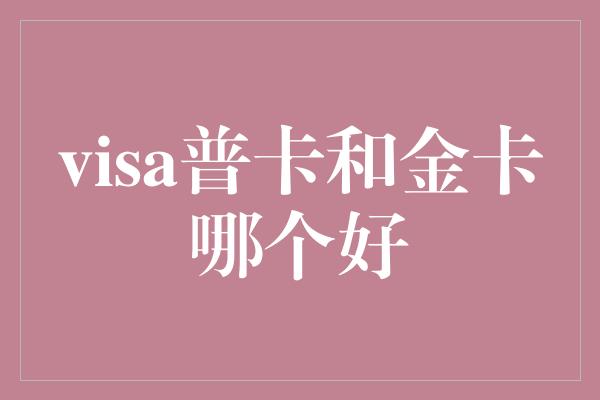 visa普卡和金卡哪个好